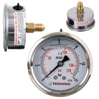 Manometr Glicerynowy Ciśnieniomierz Zegar 63mm 0-12 bar Gwint 1/4” Tylny