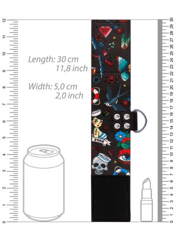 Printed Ankle Cuffs - Old School Tattoo Style - Black na Arena.pl