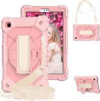 Etui do iPad 10.2 z Obrotowym Uchwytem 360° i Paskiem na Ramię Różowe