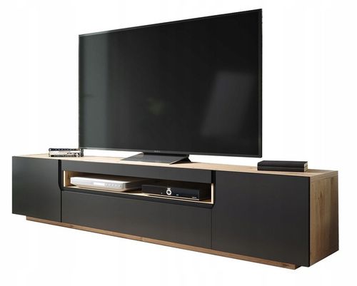 Szafka RTV czarna mat+dąb Artisan Wisząca i stojąca Odyn na Arena.pl