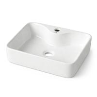 Umywalka Nablatowa Prostokątna Ceramiczna 47 cm Biała AURA