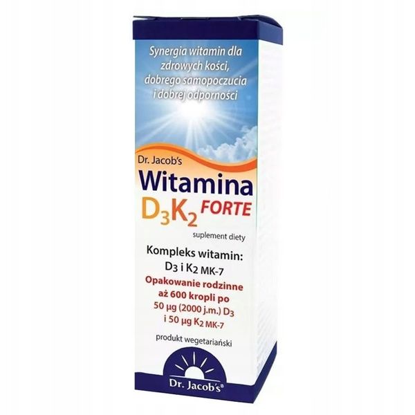 Dr Jacobs Witamina D3 + K2 Forte 20 ml D3 K2 MK-7 kompleks zdjęcie 3