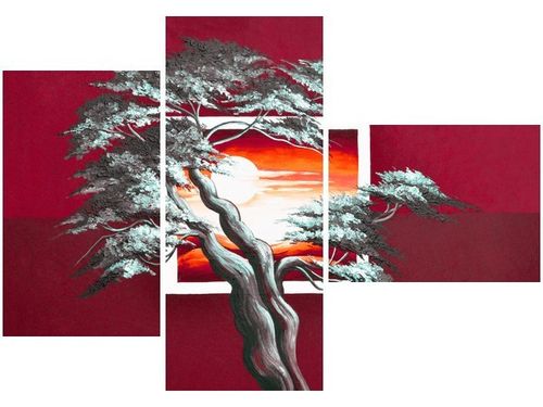 100CM 80 OBRAZ 3 ELEM KARMAZYNOWY ZACHÓD SŁOŃCA ŚCIENNY na Arena.pl