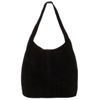 VERA PELLE torebka damska zamszowa worek z suwakiem na ramię V726 czarna