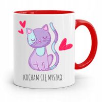 Kubek Czerwony Na Walentynki Kocham Cię Myszko Z Nadrukiem Ze Zdjęciem
