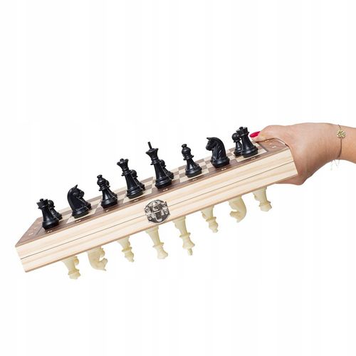 SZACHY DREWNIANE MAGNETYCZNE KLASYCZNE DUŻE WARCABY BACKGAMON GRA 3W1 34X34 na Arena.pl