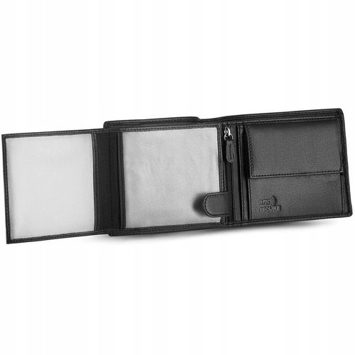 Portfel męski skórzany czarny poziomy skóra naturalna ochrona RFID na Arena.pl