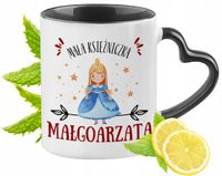 Kubek Czarny Z Uszkiem W Kształcie Serca Dla Małgorzaty Idealny Na Prezent