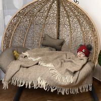 Koc Z Wełny Nowozelandzkiej Plecionka - Beżowy