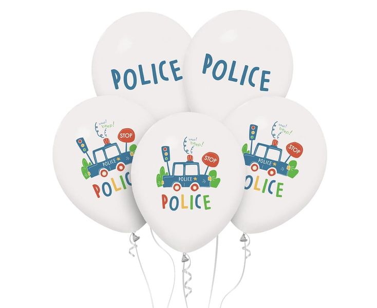 Balony lateksowe Policja, 5 szt. zdjęcie 1