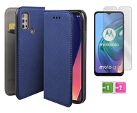 Etui z klapką do MOTOROLA MOTO G10 G20 G30 niebieski case + szklo na ekran