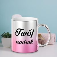 Kubek platerowany z Twoim nadrukiem - srebrno-różowy gradient