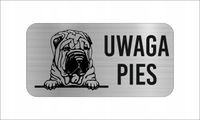 GRAWER Tabliczka nierdzewna laminat 20x10 UWAGA PIES Shar pei
