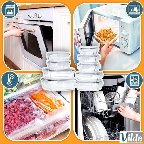 9x Pojemniki Kuchenne Szklane na Żywność Żaroodporne Duży Zestaw Pojemników na Arena.pl