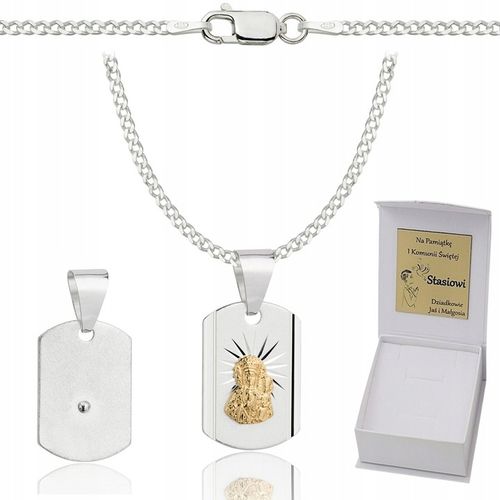 Łańcuszek Srebrny Męski Pancerka Diamentowany z Medalikiem Grawer Gratis na Arena.pl