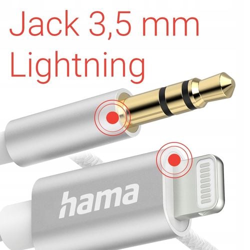 Kabel HAMA Audio Lightning - Jack 3.5mm 1m Biały na Arena.pl
