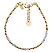 Bransoletka urodzeniowa marzec - akwamaryn, złoty hematyt i srebro złocone