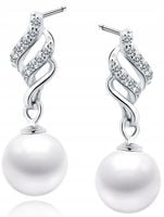 Srebrne kolczyki rodowane perły wiszące srebro 925 kolczyki wkrętki sztyfty