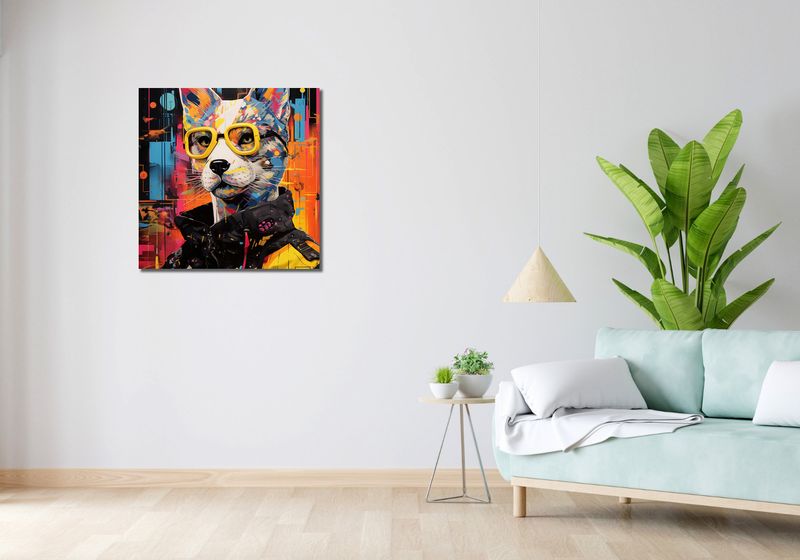 Obraz 70x70cm Kot w Miejskim Stylu zdjęcie 2
