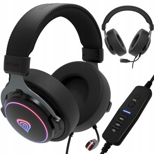 Słuchawki 7.1 GENESIS Neon 764 RGB z Mikrofonem PC/PS4/PS5/Android Czarne na Arena.pl