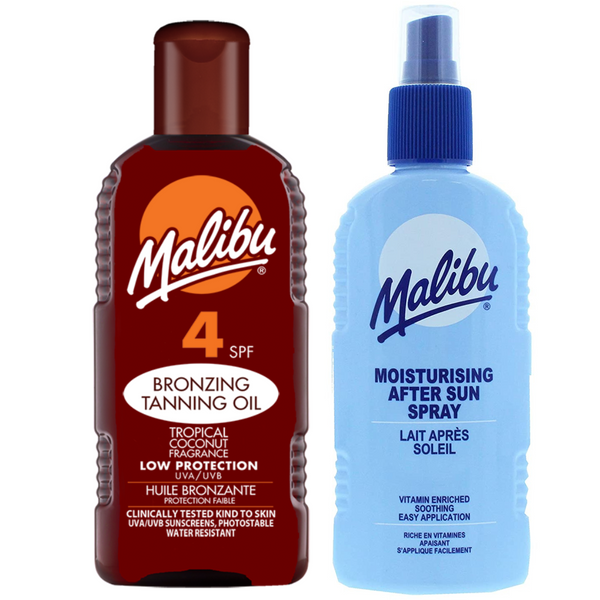 Malibu Olejek Do Opalania SPF4 200ml + Balsam W Sprayu Po Opalaniu zdjęcie 1