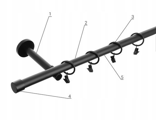 Karnisz METALOWY pojedynczy fi19 mm LOFT - 140cm Czarny mat na Arena.pl