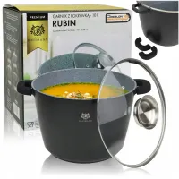 GARNEK GRANITOWY 10L GĘSIARKA NA INDUKCJE Z POKRYWĄ + SILIKONOWE UCHWYTY