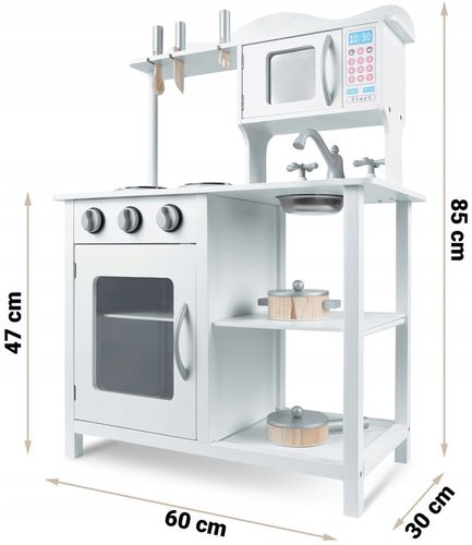 ZESTAW KUCHNIA DREWNIANA DLA DZIECI KUCHENKA RETRO DUŻA PALNIKI + ACKESORIA na Arena.pl