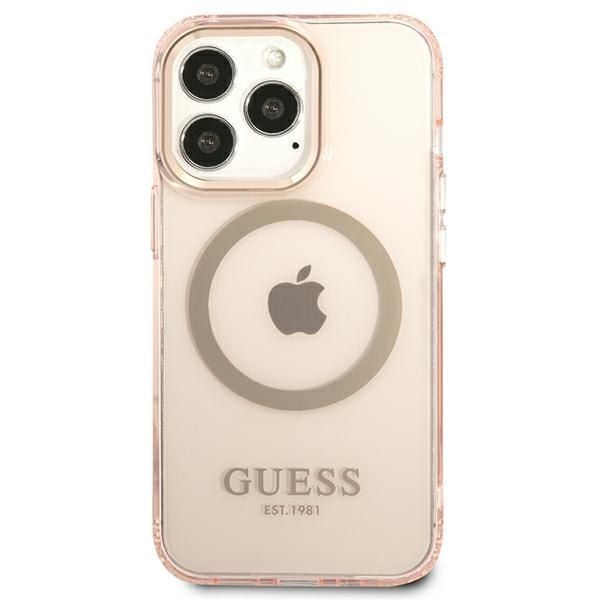 Guess GUHMP13LHTCMP iPhone 13 Pro / 13 6,1" różowy/pink hard case Gold zdjęcie 3