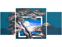 80X40CM LAZUROWY ZACHÓD SŁOŃCA TRÓJ OBRAZ