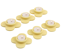 Zestaw 6 Świeczników Ceramicznych Kwiat Żółte na Tealight Ozdobne 9 cm