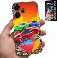 ETUI DO XIAOMI REDMI 13 4G - DLA DZIECI, SAMOCHODY WYŚCIGOWE + SZKŁO