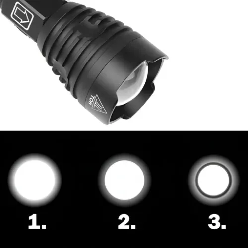 MOCNA LATARKA TAKTYCZNA LED AKUMULATOROWA SZPERACZ REFLEKTOR ZOOM WOJSKOWA na Arena.pl