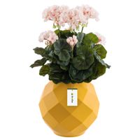 Wazon ceramiczny geometryczny 3D Żółty Mat Ø11 H 22 cm intensywny kolor