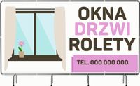 BANER REKLAMOWY 130x80cm projekt w cenie różne wzory OKNA DRZWI ROLETY