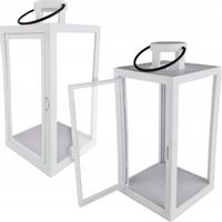 LATARENKA DEKORACYJNA LAMPION OGRODOWA LATARNIA OTWIERANA 21CM PUSTA BIAŁA