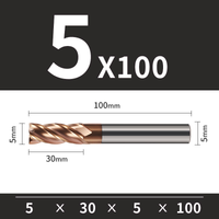 Frez TiSiN 4 ostrza Z-4 do stali nierdzewnej do 55HRC Roz. Ø5x30x5Dx100L