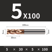 Frez TiSiN 4 ostrza Z-4 do stali nierdzewnej do 55HRC Roz. Ø5x30x5Dx100L