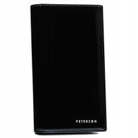 PETERSON portfel damski skórzany lakierowany z suwakiem P211 czarny