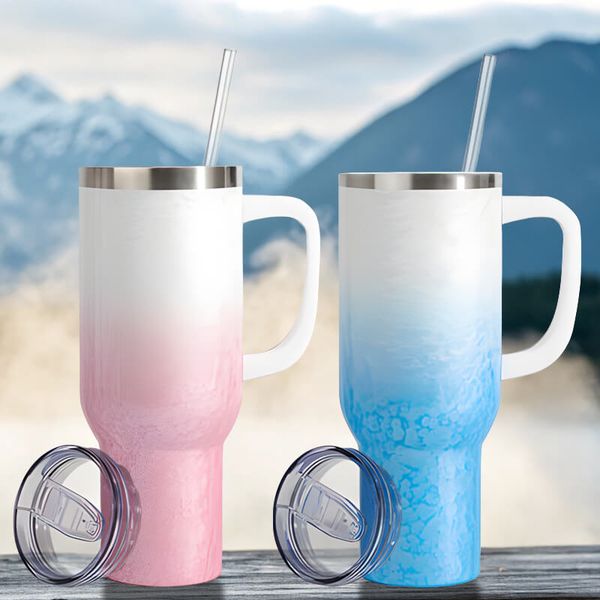 Kubek podróżny 1200 ml z Twoim nadrukiem - błękitno-biały gradient zdjęcie 3
