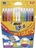 FLAMASTRY WYMAZYWALNE 12 KOLORÓW BIC KIDS MAGIC 3086123174085