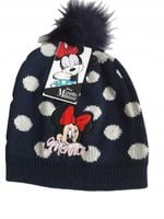 Czapka Zimowa z pomponem Myszka MINNIE dzianina 54 granatowa