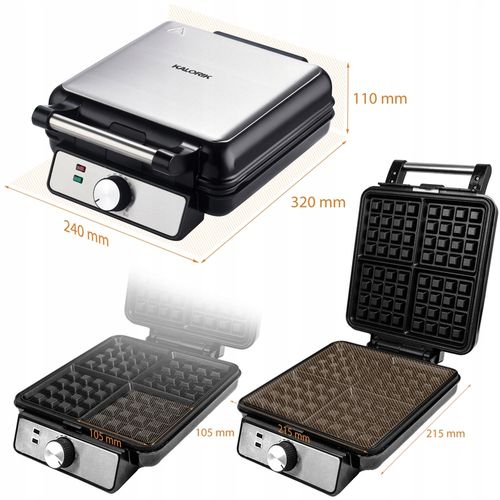 MOCNA GOFROWNICA 4 CHRUPIĄCE GOFRY REGULACJA TEMPERATURY TERMOSTAT 1500W na Arena.pl