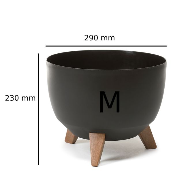 Doniczka misa okrągła nogi 29 cm czarny zdjęcie 3