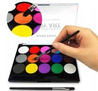 WODNE FARBY DO MALOWANIA BUZI CIAŁA PALETKA ZESTAW RÓŻNE KOLORY +2 PĘDZELKI