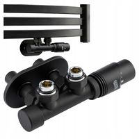 ZAWÓR TERMOSTATYCZNY GRZEJNIKA DUOPLEX CZARNY MAT+MASKOWNICA OWALNA ZESTAW