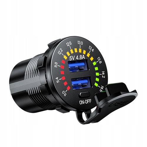 ŁADOWARKA SAMOCHÓD 2x USB 4.8A WOLTOMIERZ MIERNIK na Arena.pl