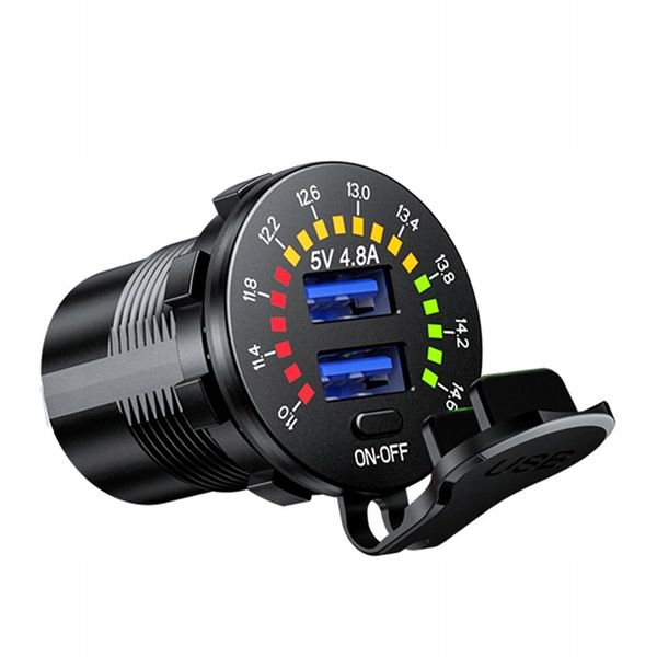 ŁADOWARKA SAMOCHÓD 2x USB 4.8A WOLTOMIERZ MIERNIK zdjęcie 12