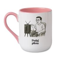 KUBEK "PODAJ PILOTA" Wzór - Elegant Coffee Różowy 330 ml