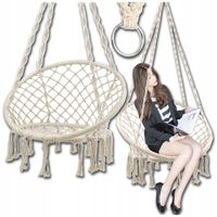 FOTEL WISZĄCY HUŚTAWKA OGRODOWA BOCIANIE GNIAZDO BOHO DO DOMU OGRODU 120CM